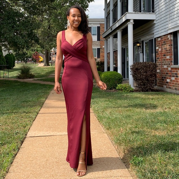 Burgundy Formal Maxi Dress Gown - Picture 6 of 8